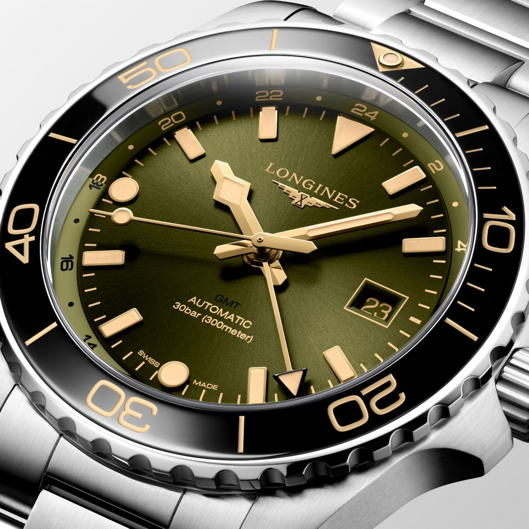 Hydroconquest Gmt Automatic Watch, Ø 43.00 Mm, Stainless Steel And Ceramic Bezel.