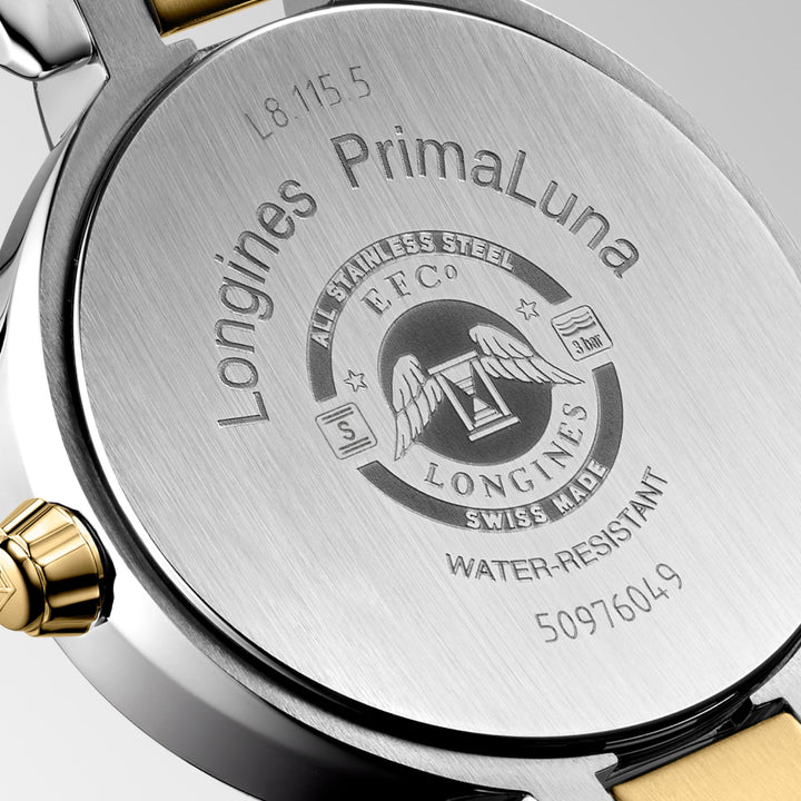 Primaluna Moonphase Quartz Watch, Ø 30.50 Mm, Stainless Steel And 18 Karat Yellow Gold Cap 200.