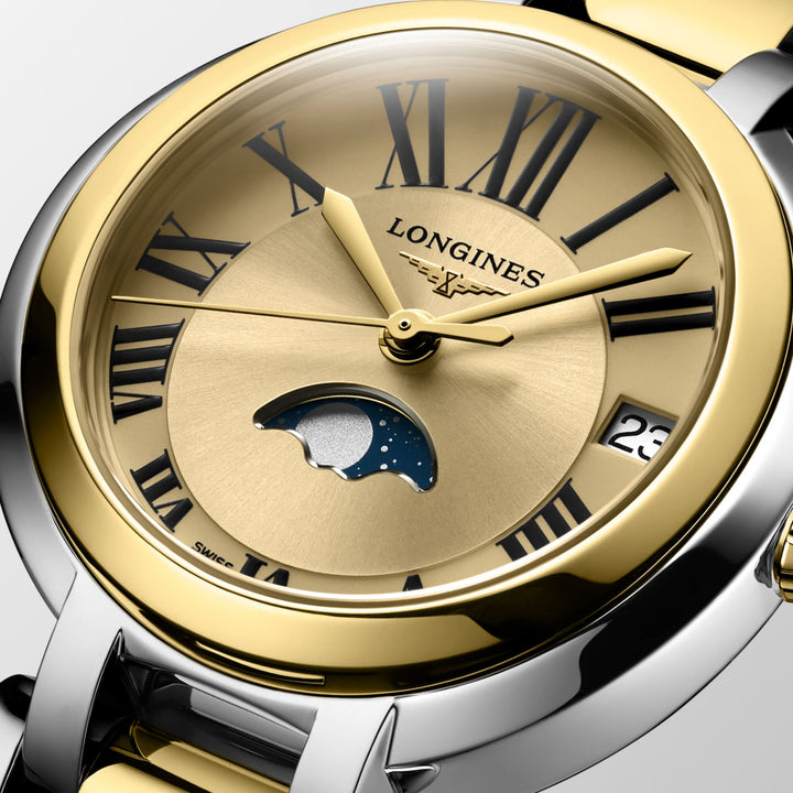 Primaluna Moonphase Quartz Watch, Ø 30.50 Mm, Stainless Steel And 18 Karat Yellow Gold Cap 200.