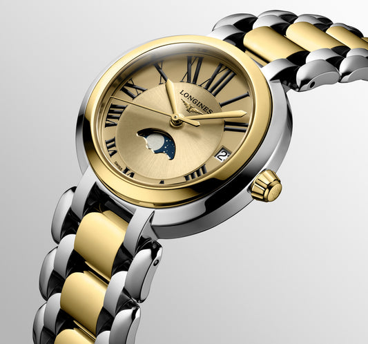 Primaluna Moonphase Quartz Watch, Ø 30.50 Mm, Stainless Steel And 18 Karat Yellow Gold Cap 200.