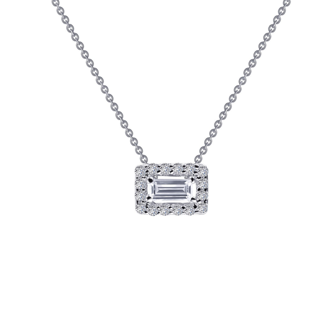 baguette halo necklace