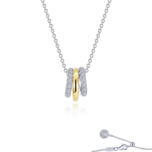 two tone tube charm on chain necklace