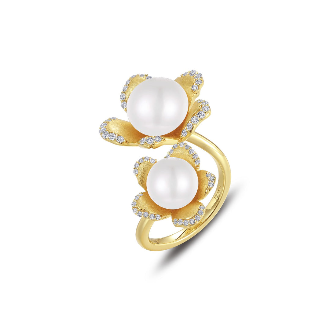 cultured freshwater pearl flower open ring