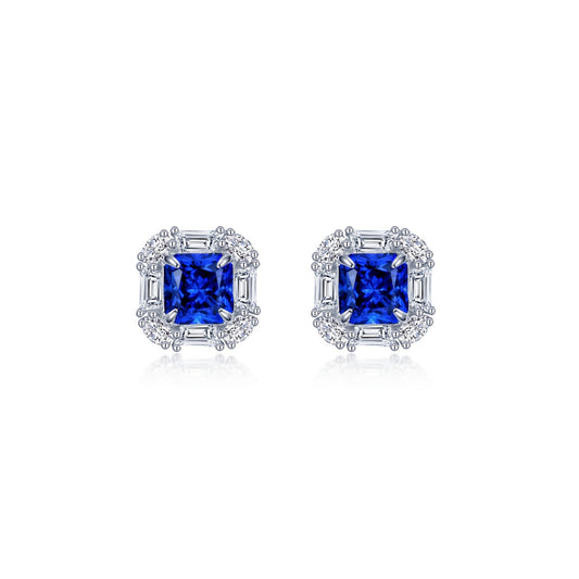 fancy lab grown sapphire halo stud earrings 1