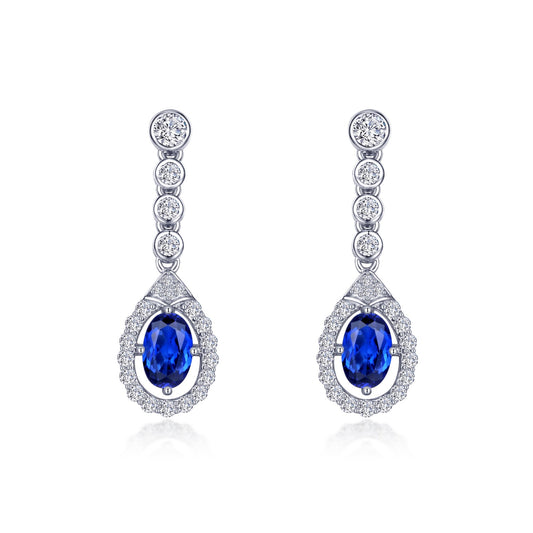 fancy lab grown sapphire halo drop earrings