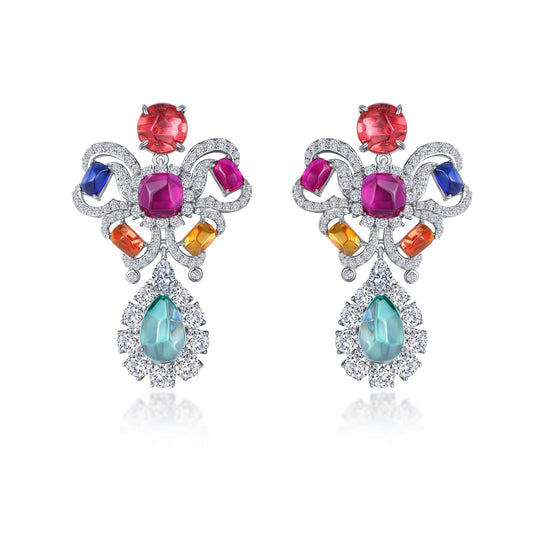 fancy lab grown sapphire chandelier earrings