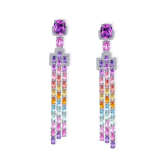 fancy lab grown sapphire chandelier earrings 1