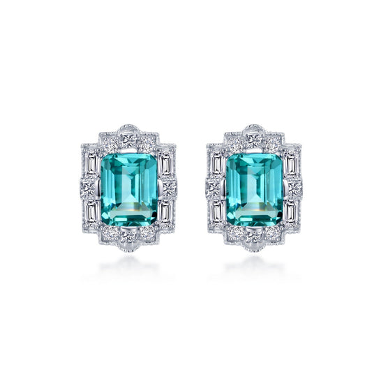 fancy lab grown sapphire halo stud earrings 2