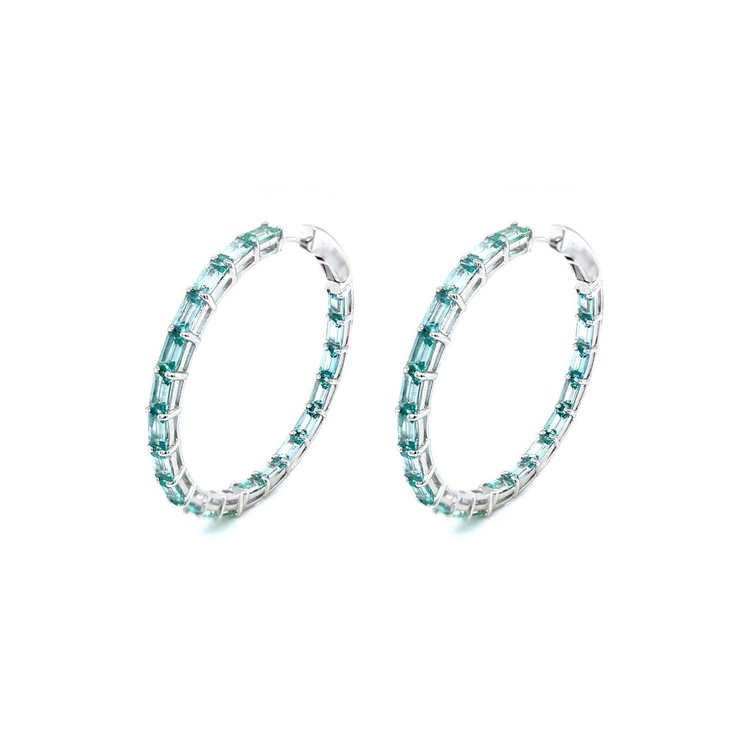 45 mm fancy lab grown sapphire hoop earrings
