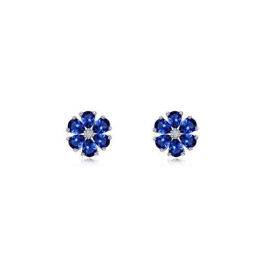 fancy lab grown sapphire flower stud earrings