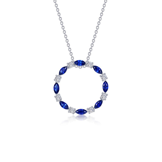 fancy lab grown sapphire open circle necklace