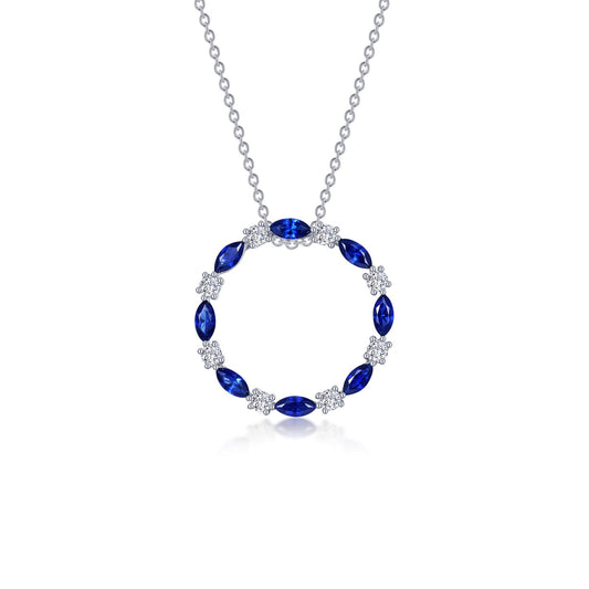 fancy lab grown sapphire open circle necklace