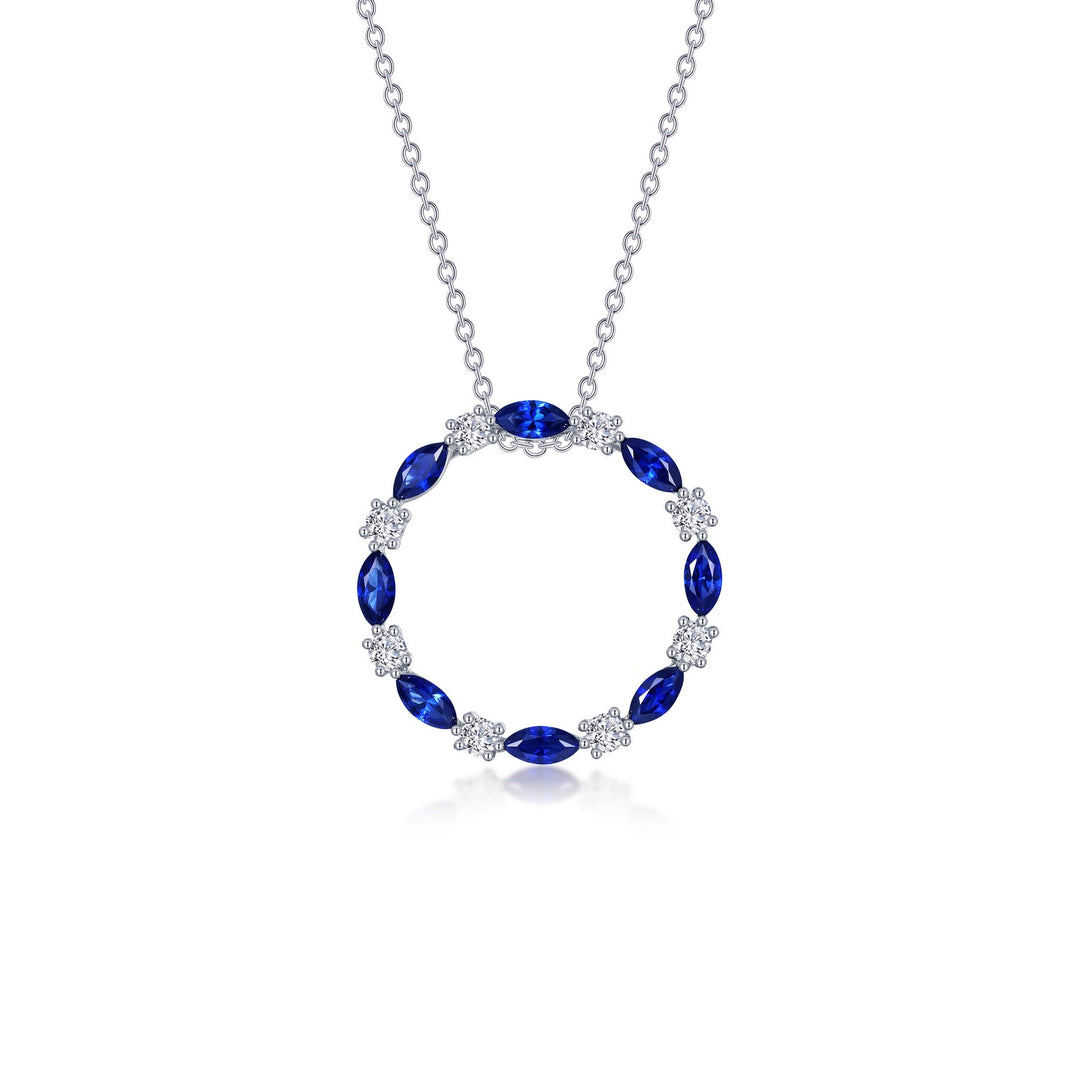Fancy Lab-Grown Sapphire Open Circle Necklace