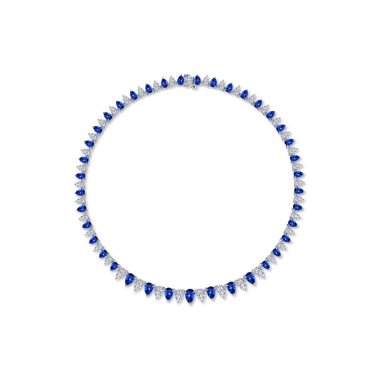 38 ctw fancy lab grown sapphire tennis choker necklace
