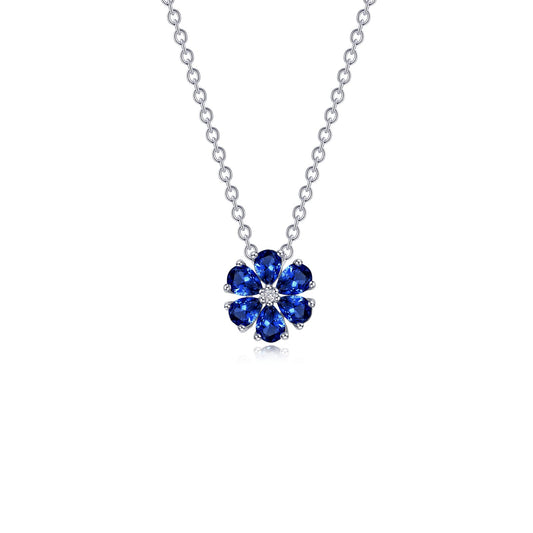 fancy lab grown sapphire flower necklace
