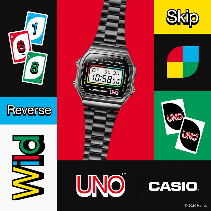 casio a168weuc 1a vintage uno collaboration model black