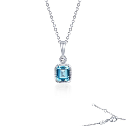 Lafonn Birthstone Emerald March Aquamarine Necklace BP009AQP20