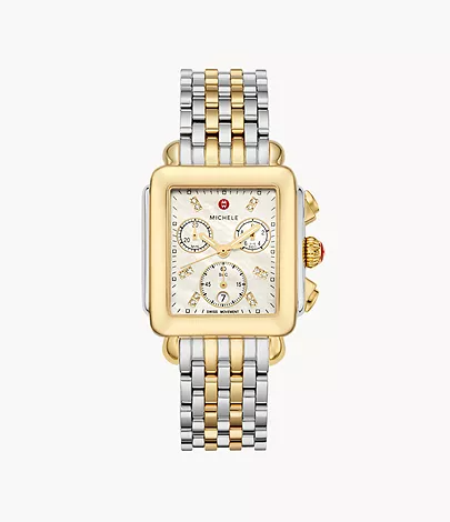 Deco Two-Tone 18K Gold Diamond Dial Watch