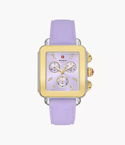 Deco Sport Gold-Tone Lavender Silicone Watch