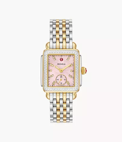 Deco Mid Two-Tone 18K Gold-Plated Diamond Watch