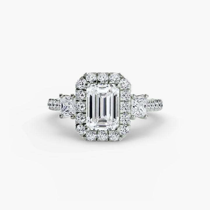 Three-Stone Ring with Halo 2
