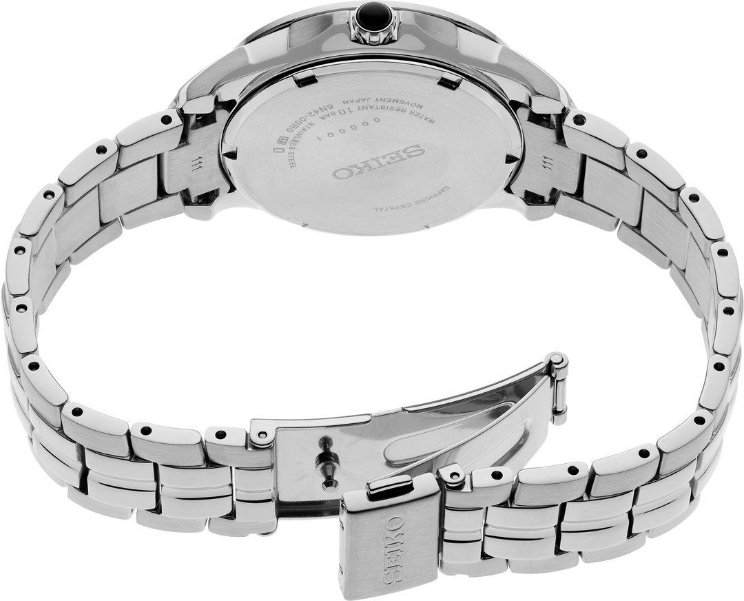 Seiko water resistant 10 bar stainless steel sapphire crystal outlet