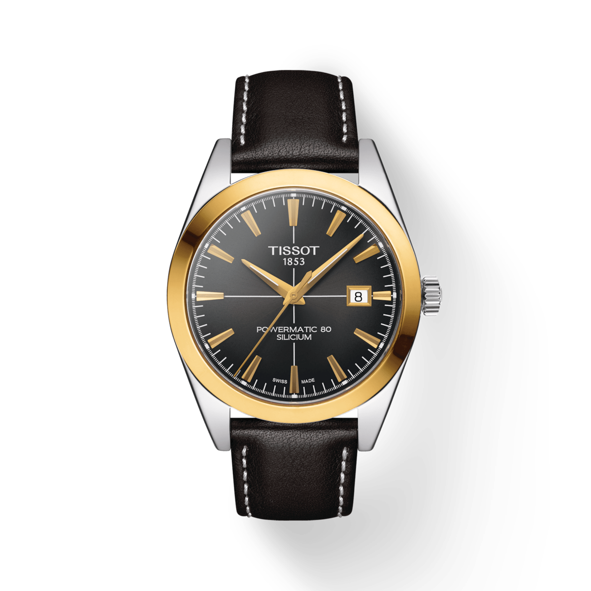 TISSOT アナログ腕時計 ブラック/ゴールド/シルバー Tissot Gentleman Powermatic 80 Silicium Solid 18K Gold Bezel
