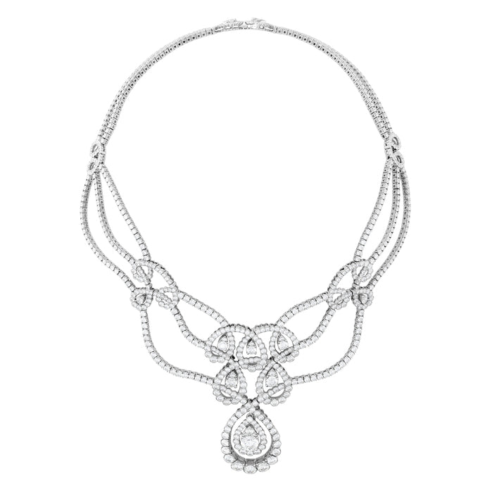 37 4 ctw aerial regal scroll diamond necklace in 18k white gold