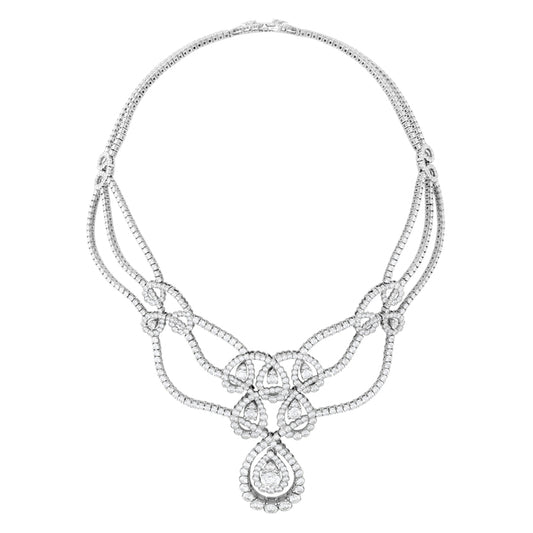 37 4 ctw aerial regal scroll diamond necklace in 18k white gold