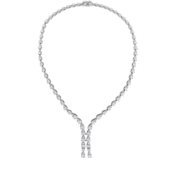 22 ctw aerial teardrop drop necklace in 18k white gold
