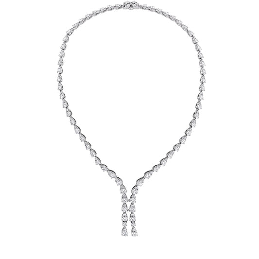22 ctw aerial teardrop drop necklace in 18k white gold