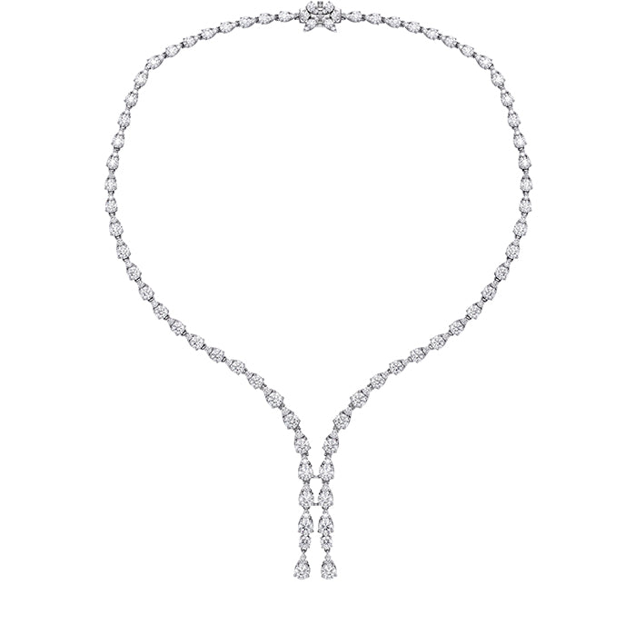 22 ctw aerial teardrop drop necklace in 18k white gold