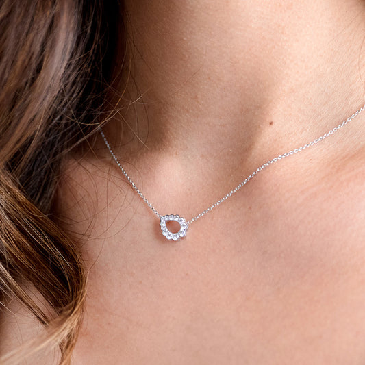 0 3 ctw aerial regal scroll teardrop necklace in 18k white gold