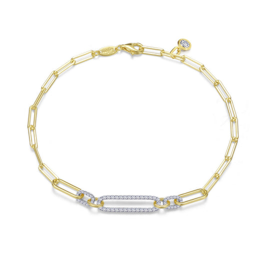 0 85 ctw 2 tone paperclip bracelet