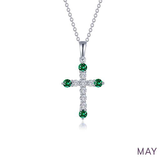 may birthstone cross necklace