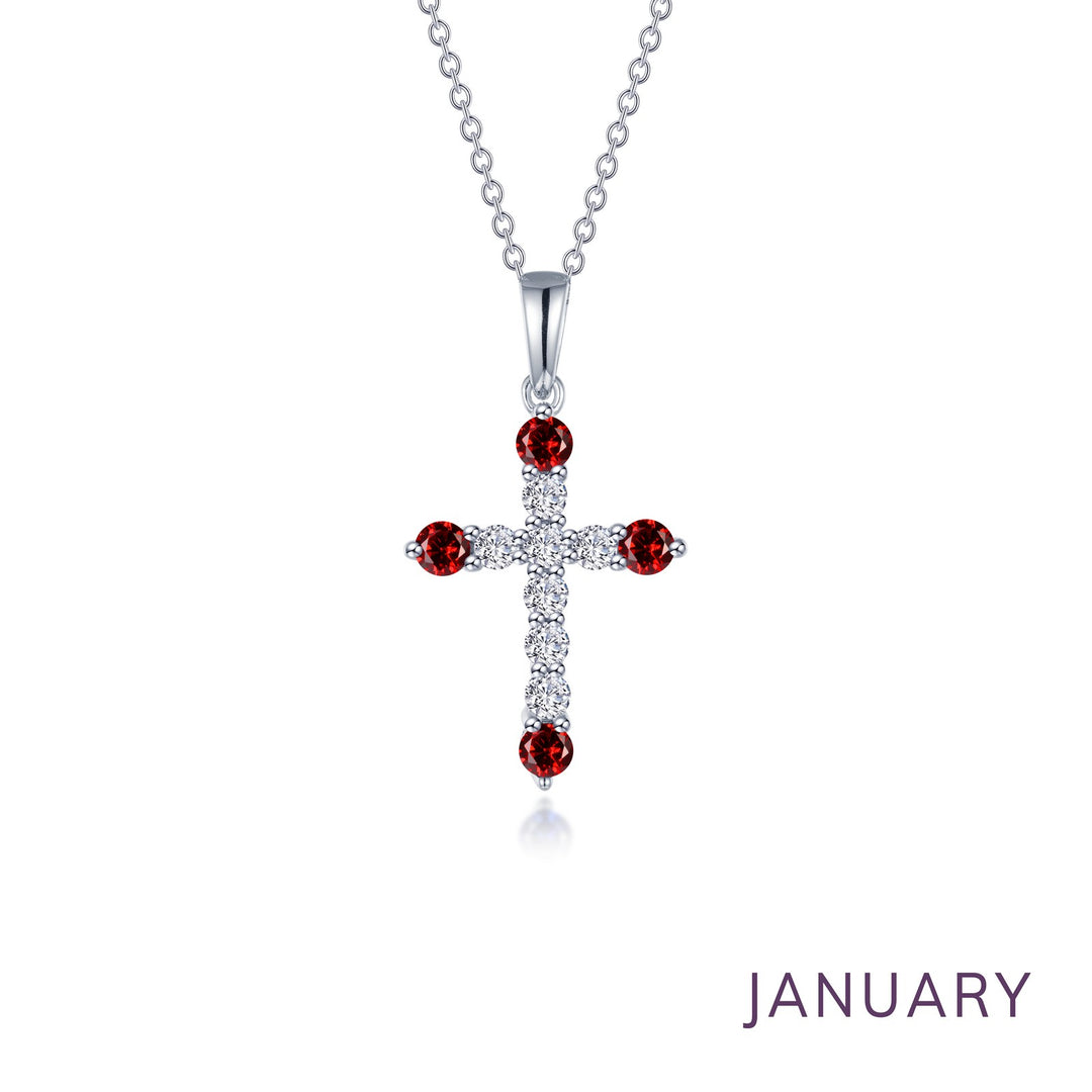 January Birthstone Cross Necklace