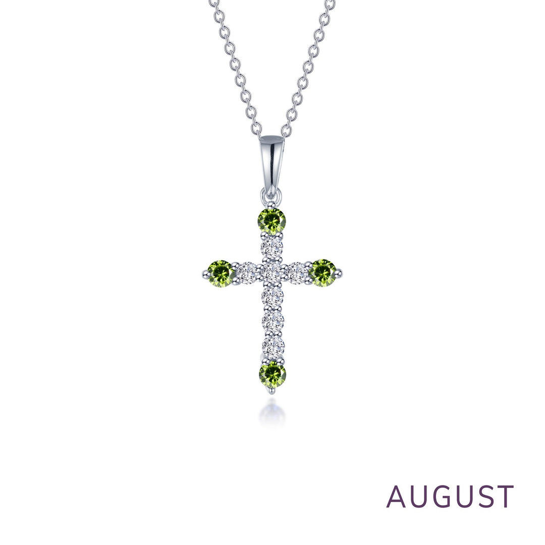 August Birthstone Cross Necklace