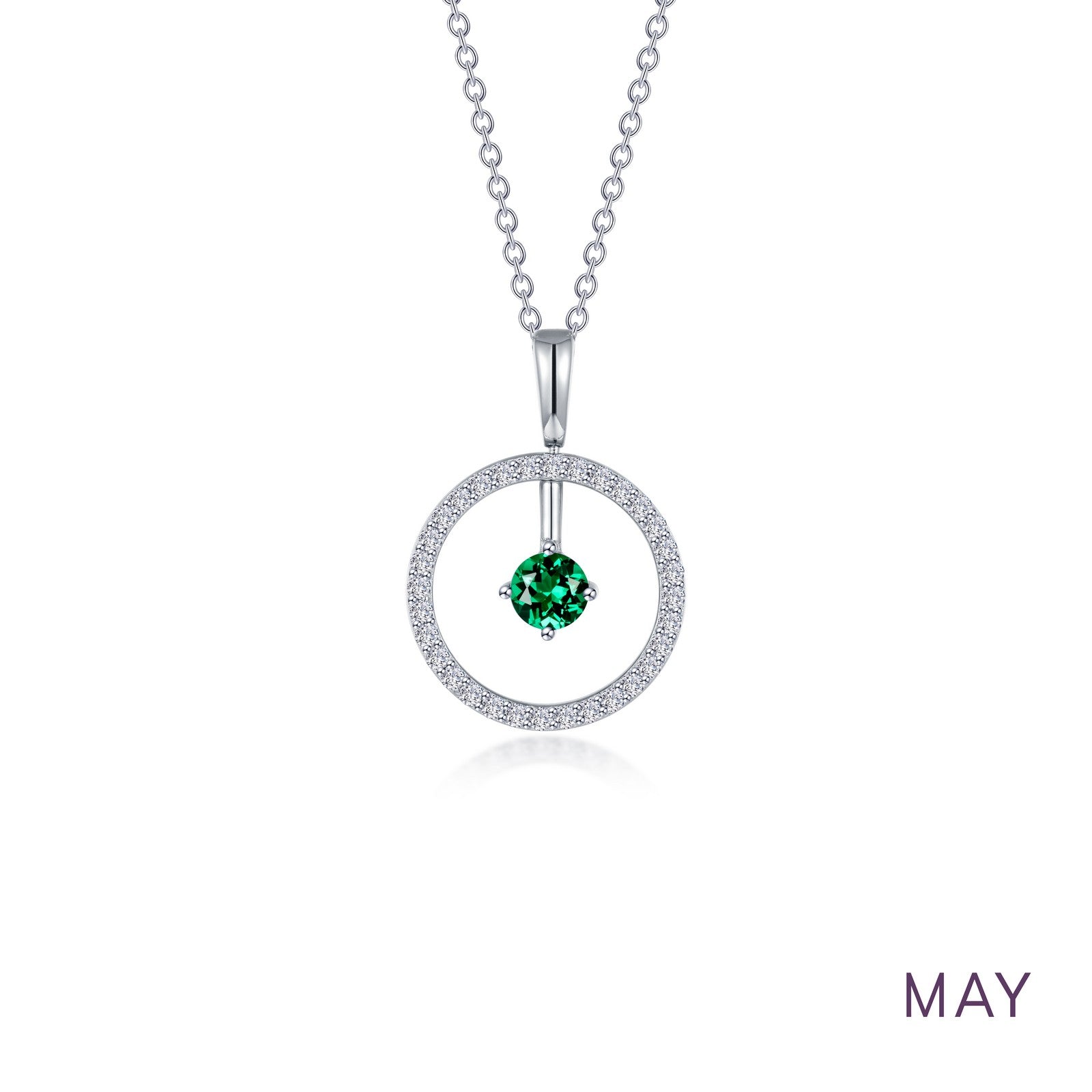 may birthstone reversible open circle necklace