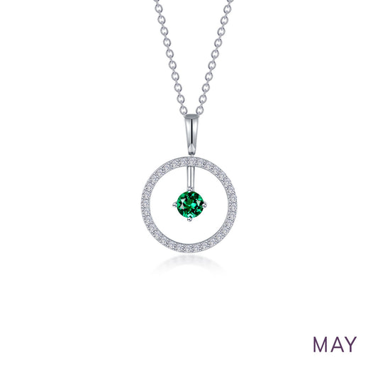 may birthstone reversible open circle necklace