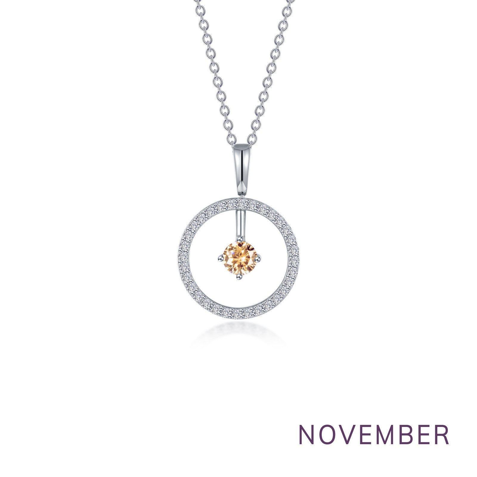 november birthstone reversible open circle necklace