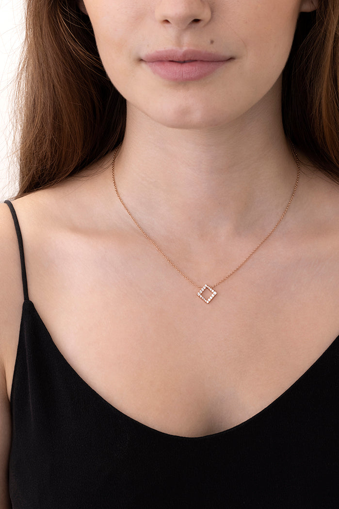 0 28 ctw charmed square pendant in 18k white gold