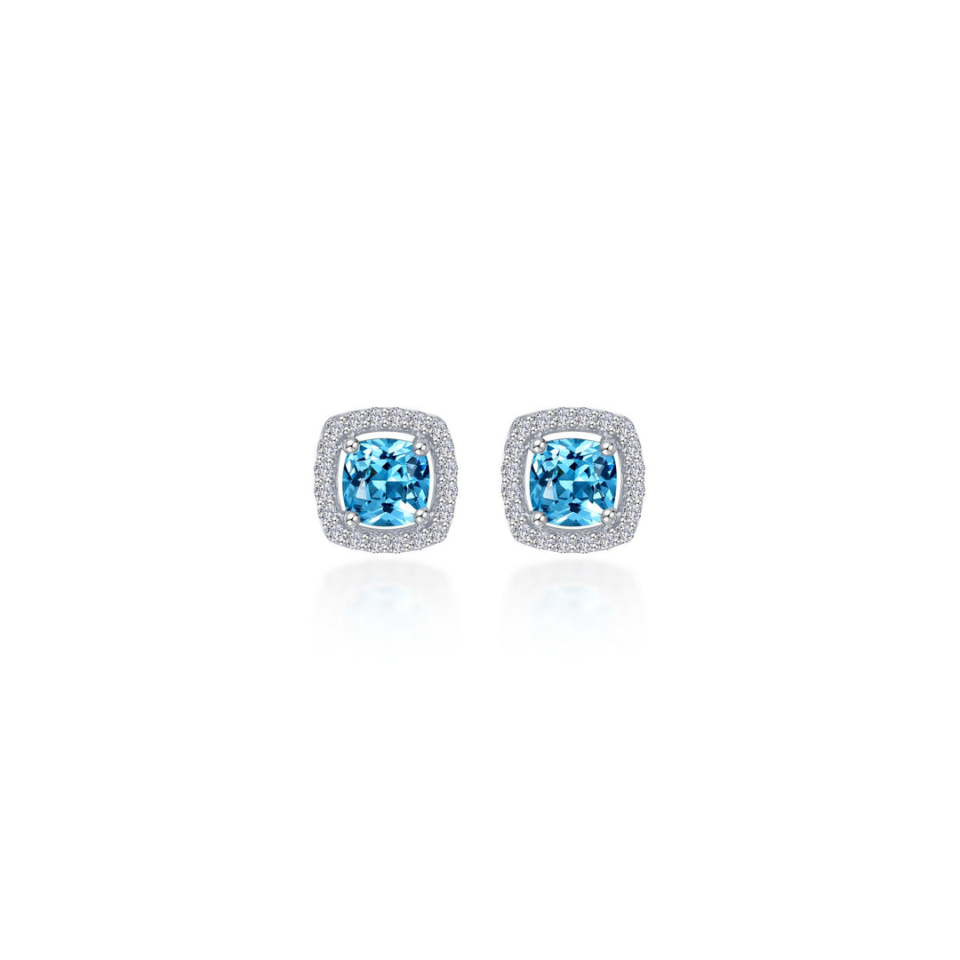 Cushion-Cut Halo Stud Earrings