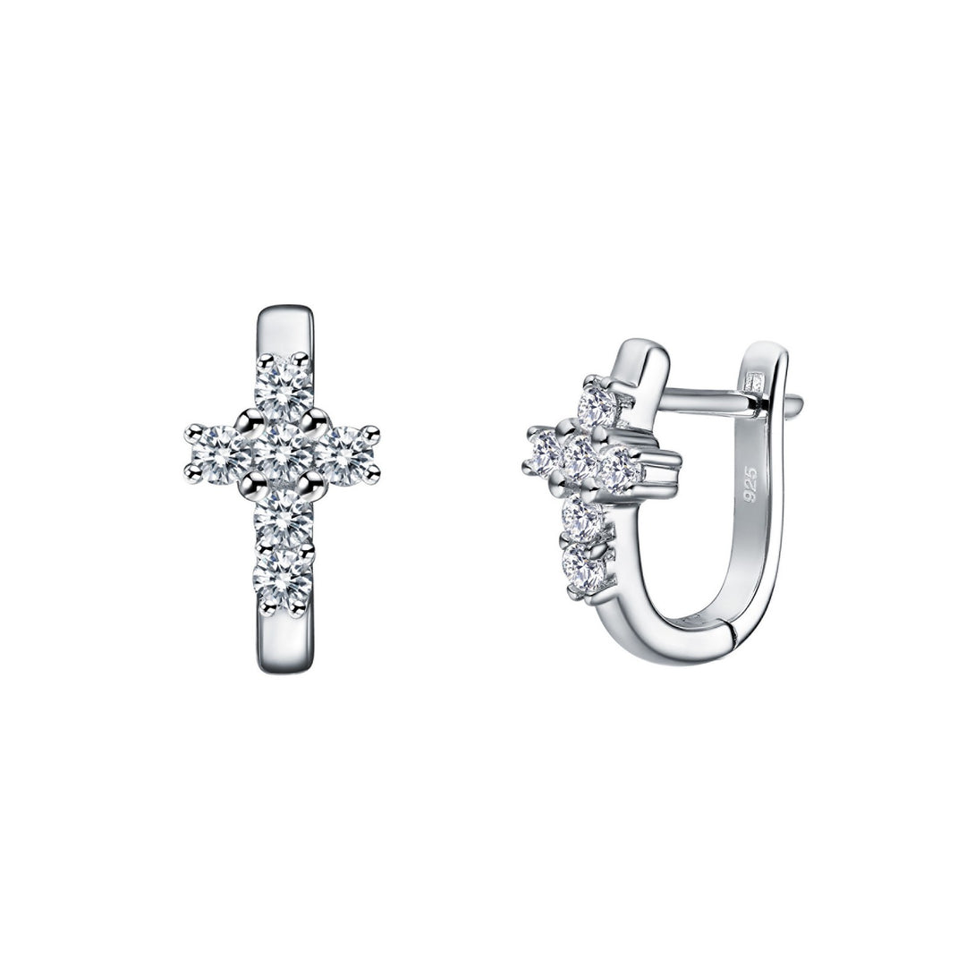 Dainty Cross Huggie Earrings