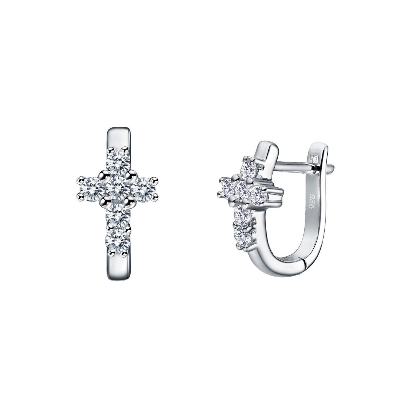 dainty cross huggie earrings