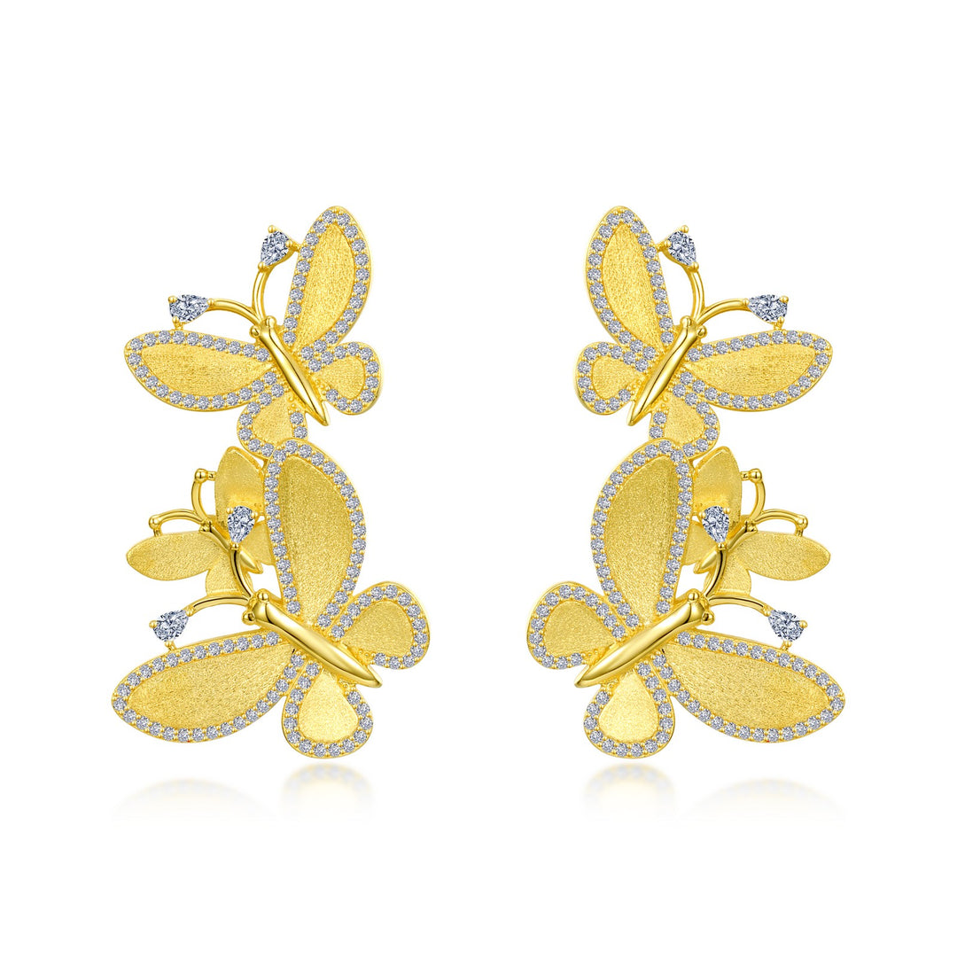 butterfly cluster drop earrings