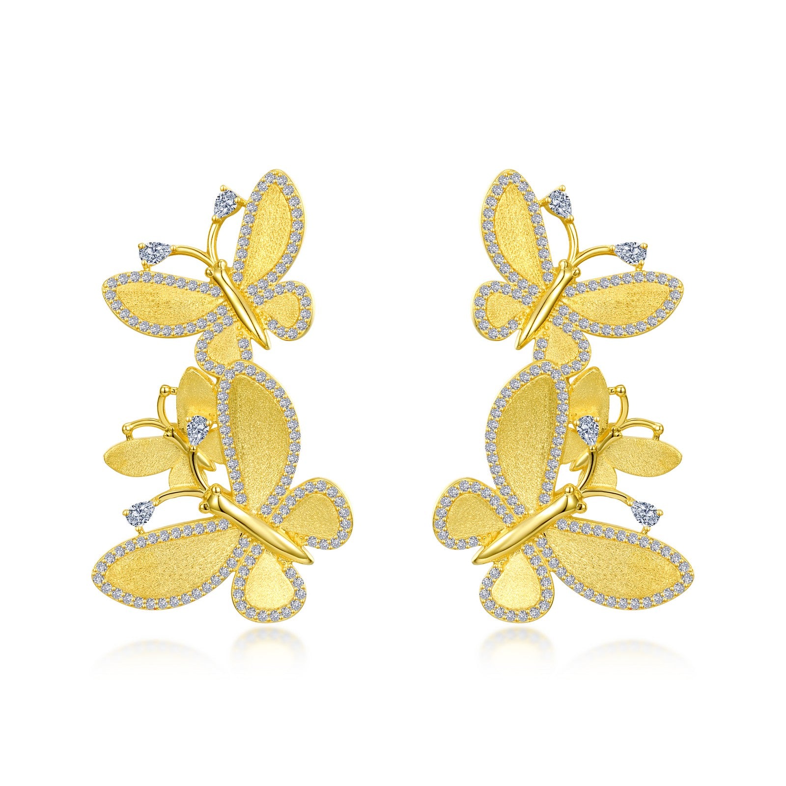 butterfly cluster drop earrings
