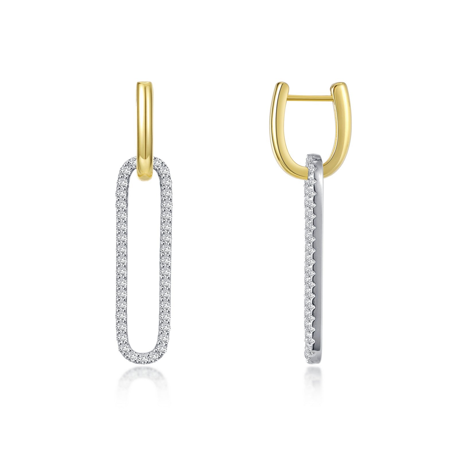 2 tone paperclip drop earrings