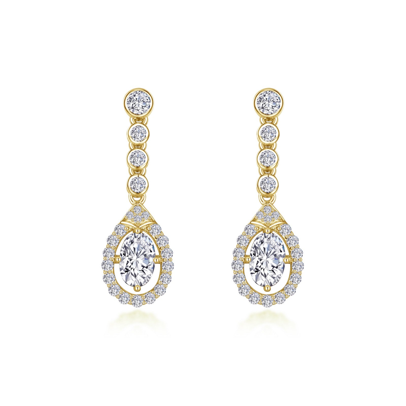 oval halo drop earrings