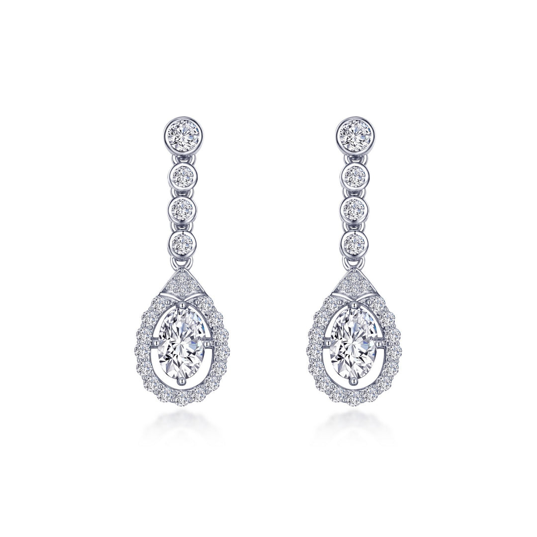 Oval Halo Drop Earrings