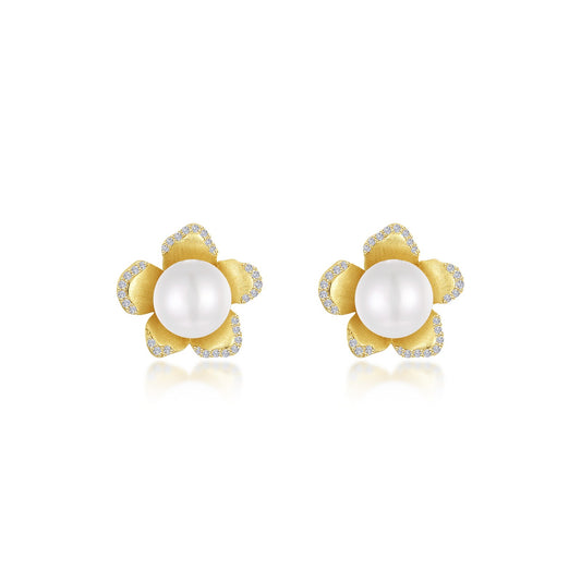 cultured freshwater pearl flower earrings